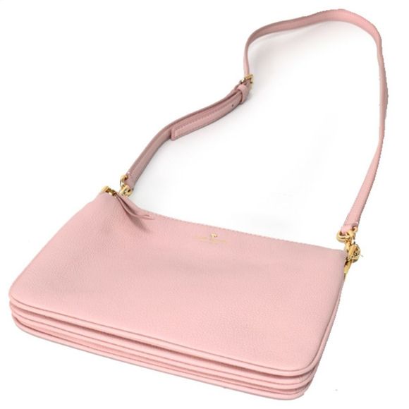 Kate Spade Diagonal Leather Pink Shoulder Bag - Picture 2 of 4